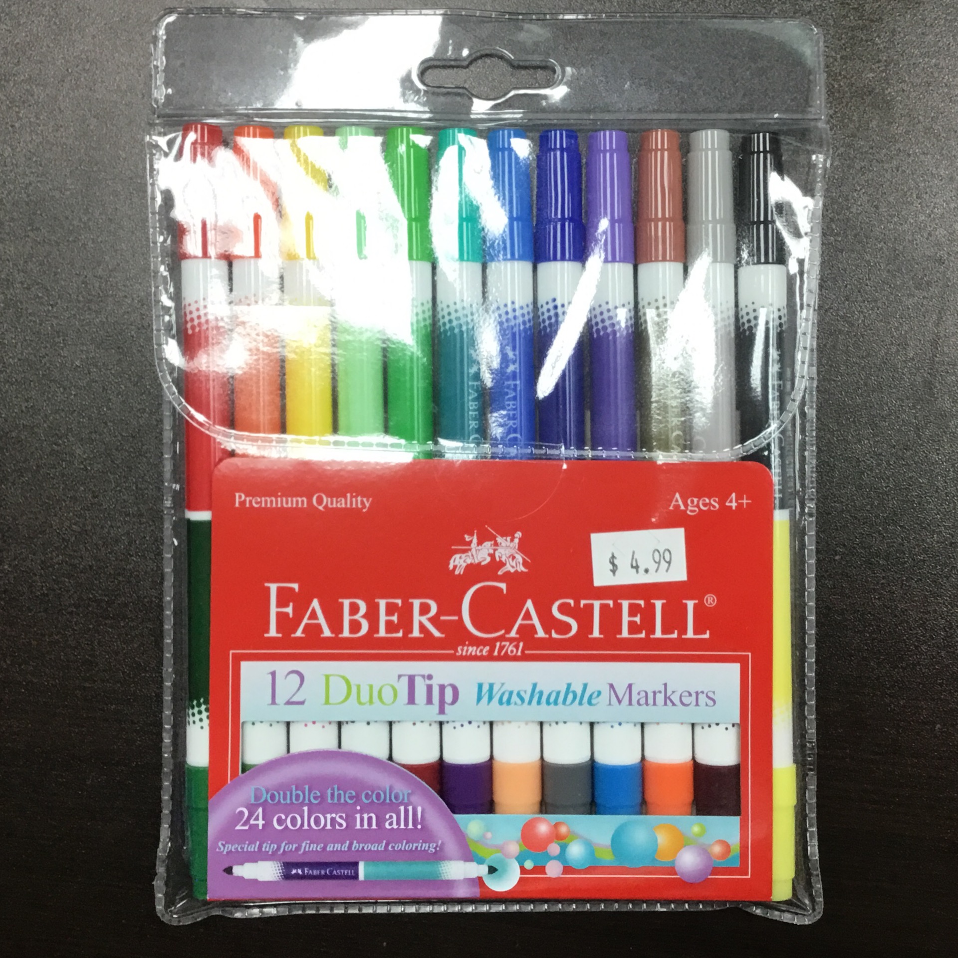 Faber-Castell DuoTip Washable Markers - 12 Markers, 24 Colors